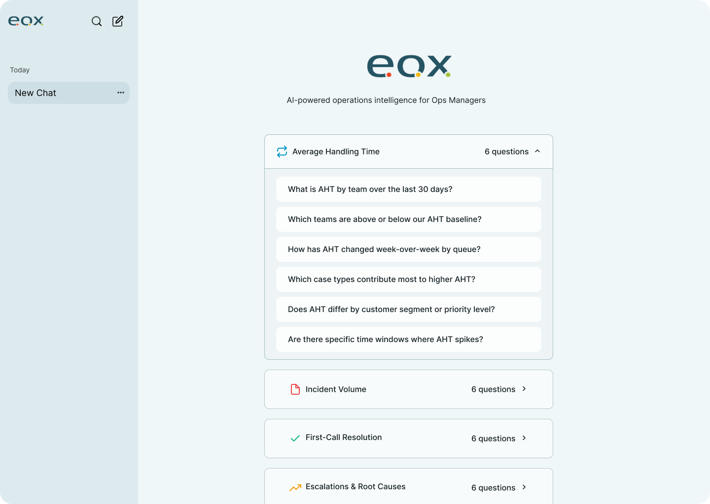 Iteration 2: operations manager view with pre-configured questions