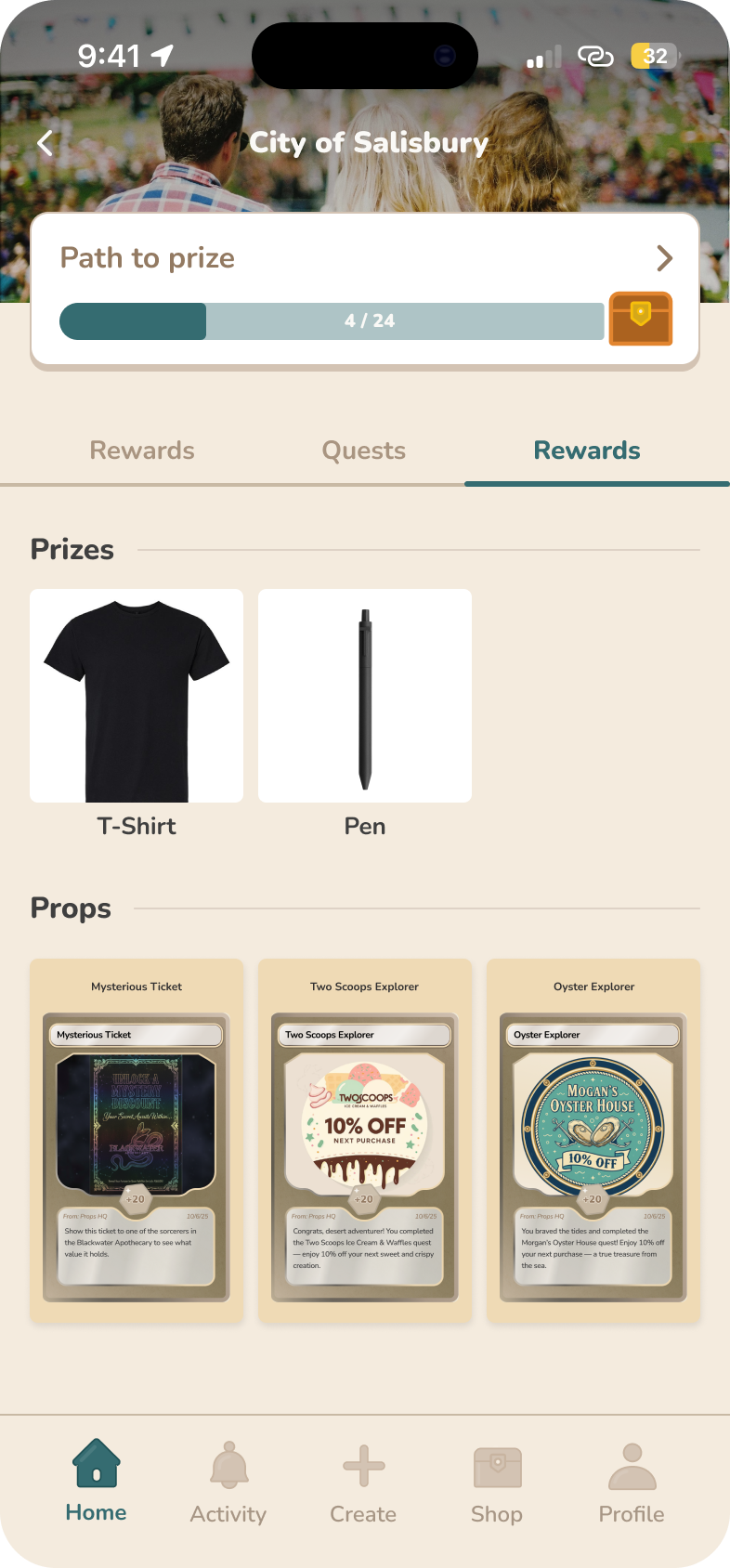 Redesigned quest rewards screen