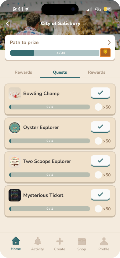 Redesigned quest list screen
